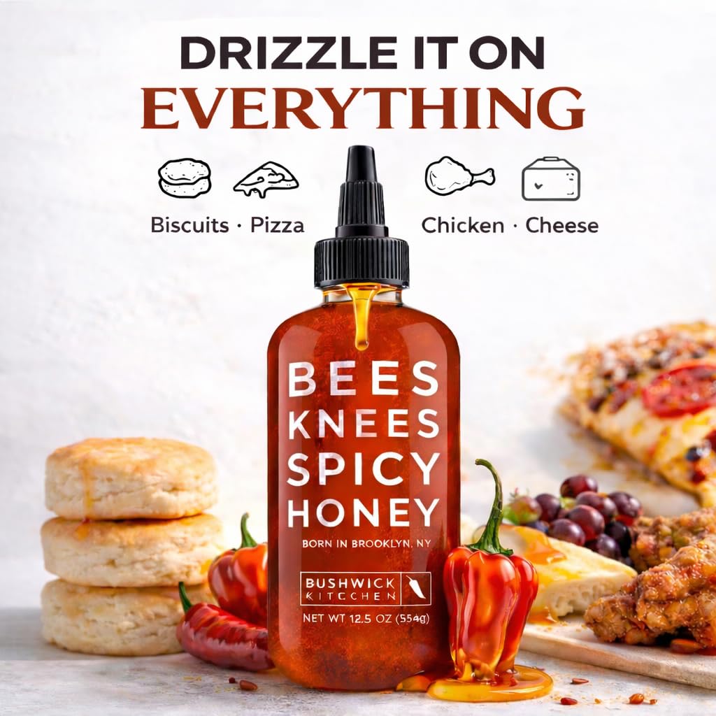 Bees Knees Spicy Honey | Wildflower Hot Honey Infused with Habanero Peppers | Gluten Free, Paleo Friendly | Foodie Gifts, Spicy Gift for Moms (12.5oz)