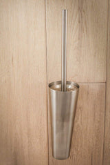 URBN.design - Beckmann Series - Ultra Grade Modern Toilet Brush and Wall-Mounted Removable Drip Cup Holder, Brushed Nickel Finish and SS304 (18/10)