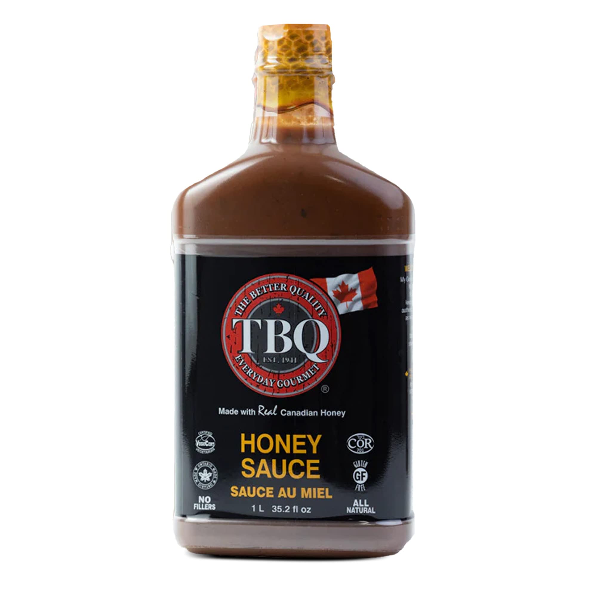 TBQ - Honey Barbecue Sauce, Honey Hot Sauce, Vegan Honey BBQ Sauce, Barbecue Marinade and Sauces for Salmon, Ribs, Vegetables, and More, Made of Real