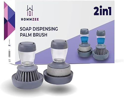 Dish Scrubber with Soap Dispenser - Multi-Purpose Kitchen Brush for Dish, Pot, Pan, and Sink Cleaning - Holder Included
