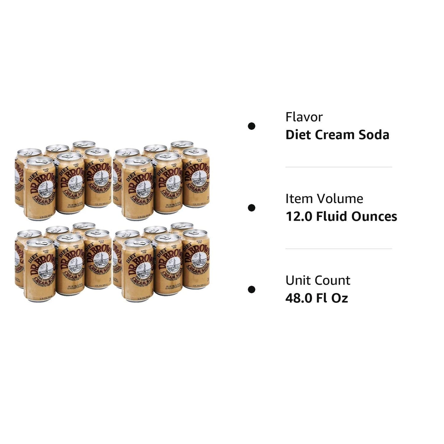 Dr. Brown Dr Brown's, The Original Diet Cream Soda - Case of 4 - 6/12 FZ