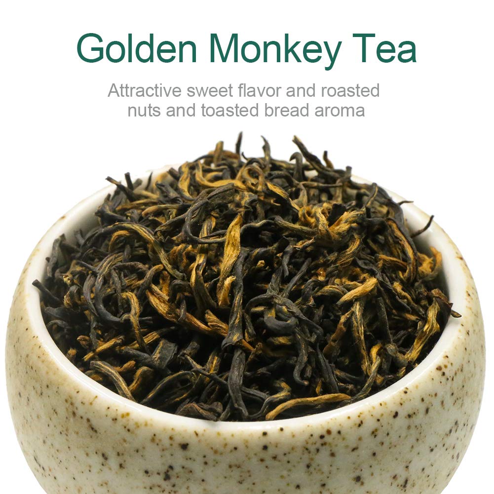 FullChea - Chinese Tea Golden Monkey - Fujian Black Tea Loose Leaf - Golden Tea Chinese - Pleasant Taste with Malt and Chocolate - 4oz / 113g