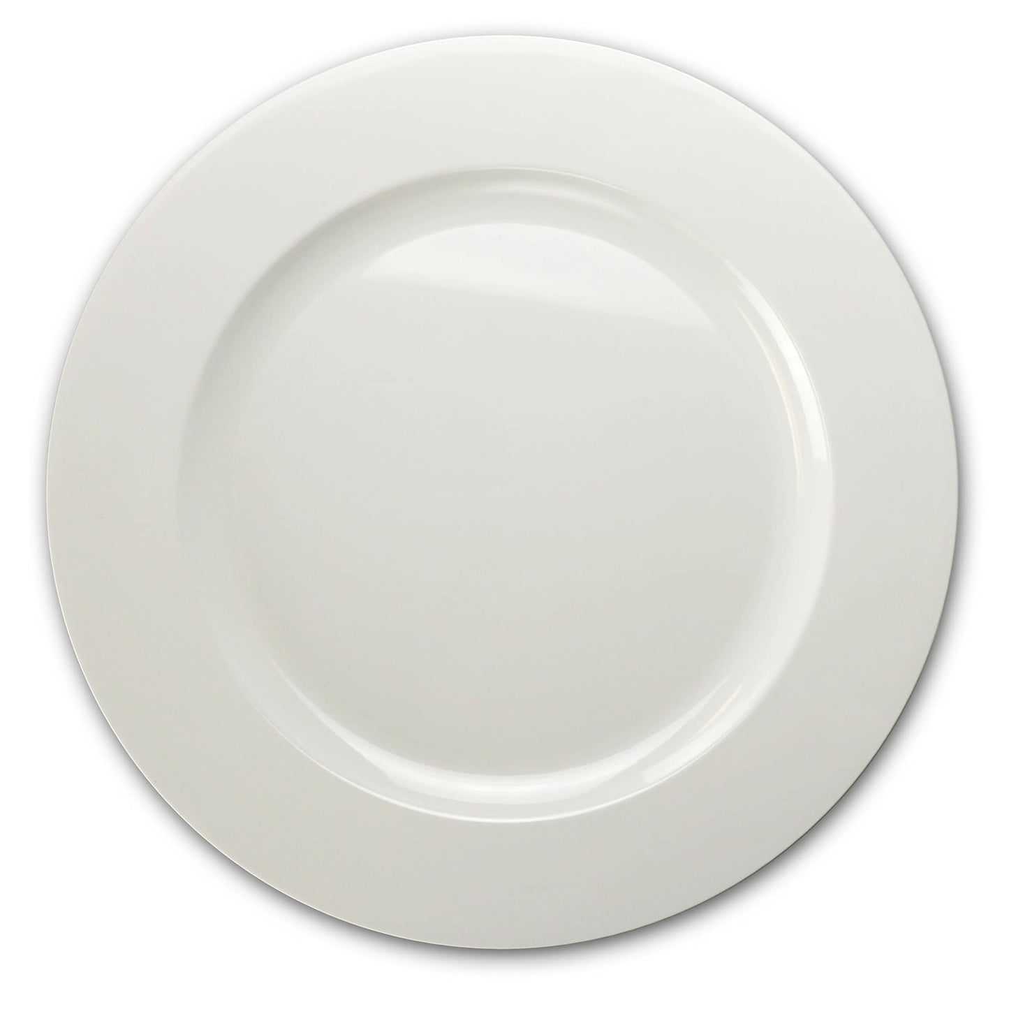 OCCASIONS 120 Piece Disposable Charger Plates Bulk - 12 Inch Heavyweight Plastic Plate Chargers for Weddings, Parties, Events - Elegant White Chargers