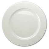 OCCASIONS 120 Piece Disposable Charger Plates Bulk - 12 Inch Heavyweight Plastic Plate Chargers for Weddings, Parties, Events - Elegant White Chargers