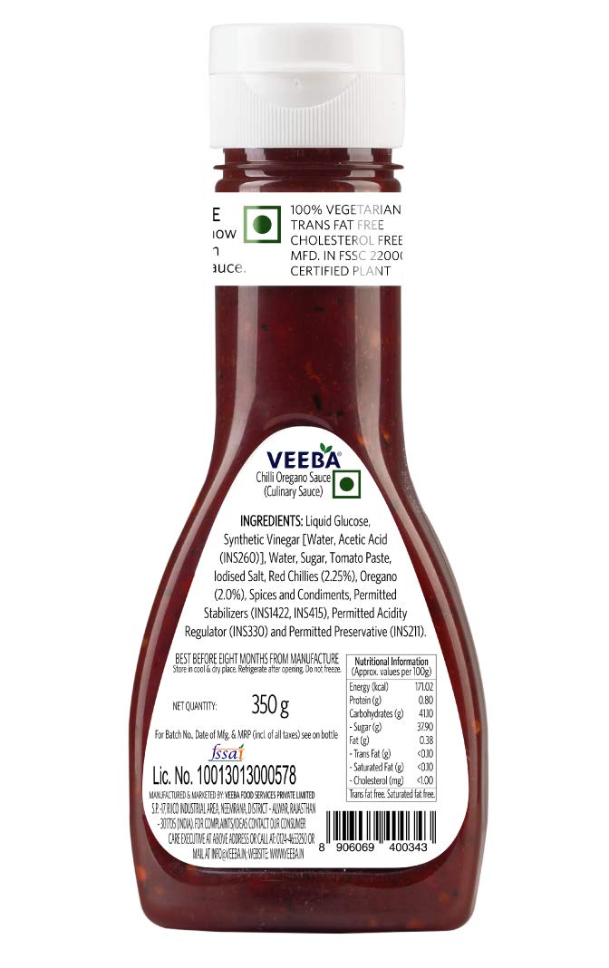 Veeba Chilli Oregano Sauce, 350g - Pack of 2
