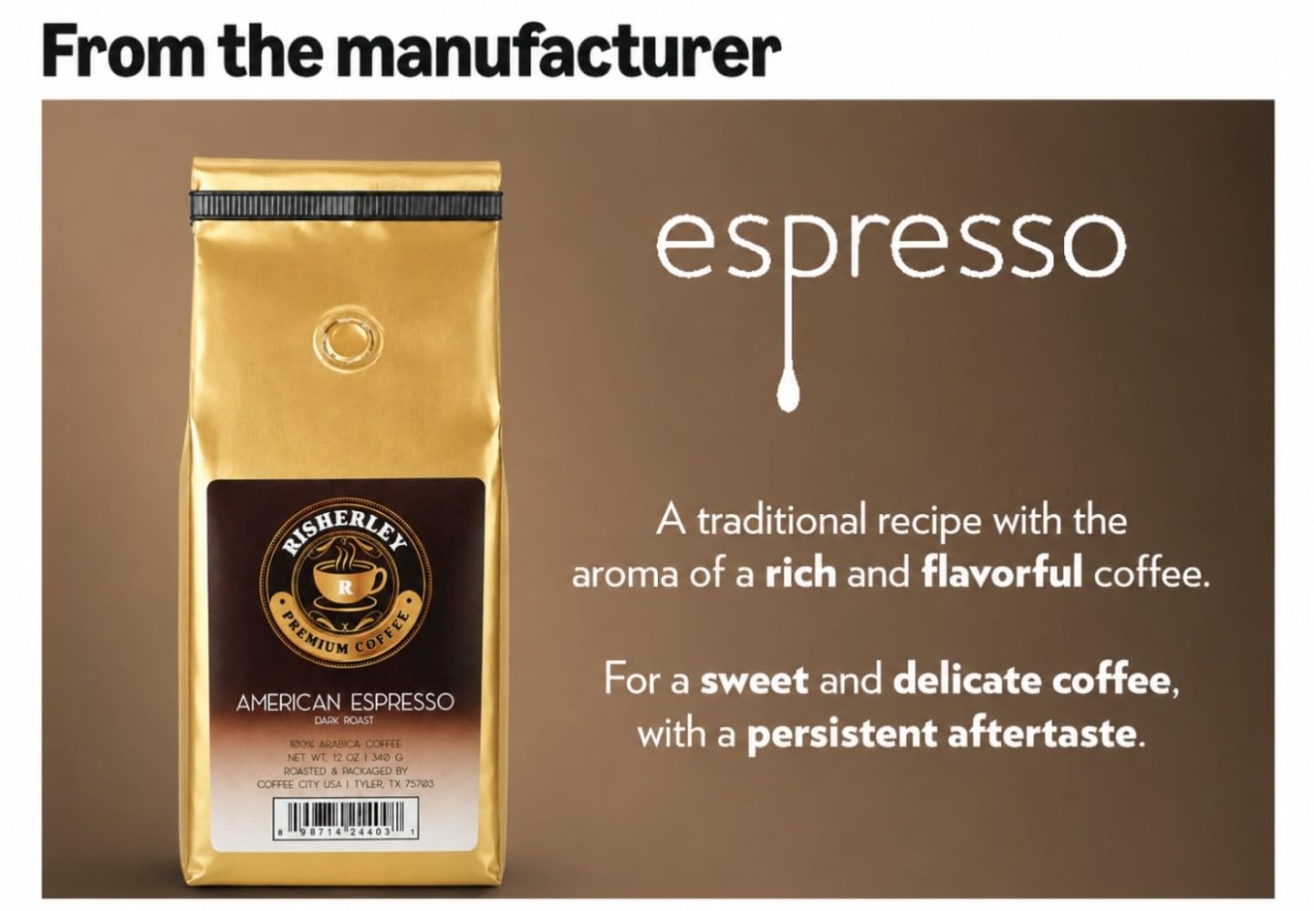 Risherley Premium Ground Coffee - Gourmet Arabica Blend, Fresh Roasted, Smooth Rich Flavor,Dark Roast, Low Acidity, Perfect for Drip, French Press