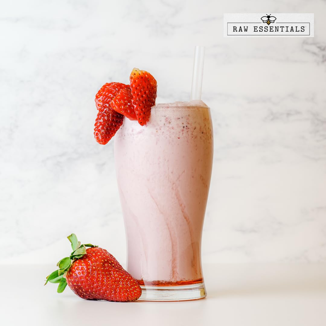 Raw Essentials Strawberry Powder - Sweet & Tangy - Add to Smoothies, Yogurt, Glazes, and Baked Goods - Non-GMO, Gluten Free, and Vegan - 9 Ounce