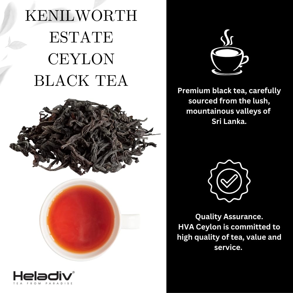 HELADIV Kenilworth Estate Ceylon Loose Leaf Black Tea, 1lb Bag, Aromatic & Full-Bodied, Smooth & Satisfying Brew, Ethically Sourced from Sri Lanka