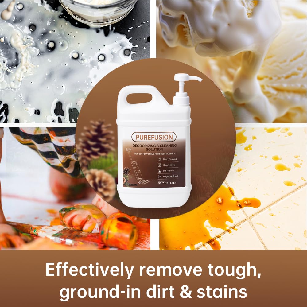 PUREFUSION Floor Cleaning Solution Compatible With Tineco iFLOOR FLOOR ONE Series Wet Dry Vacuum, Cedar Wood Scent Deodorizing Floor Cleaner Solution