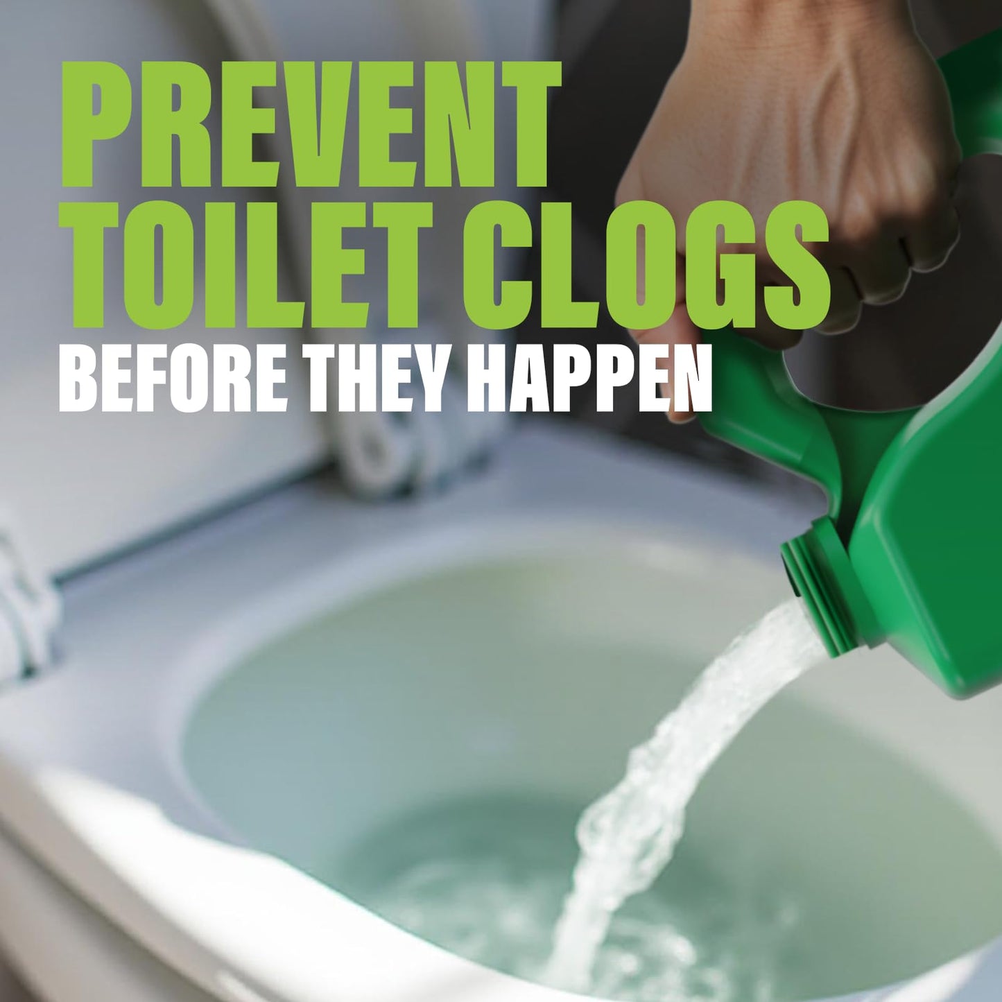 Green Gobbler Toilet Clog Defense - Coats Pipes to PREVENT Toilet Clogs and Improves Flush Performance - Safe for Septic - Great for Old Plumbing, Low