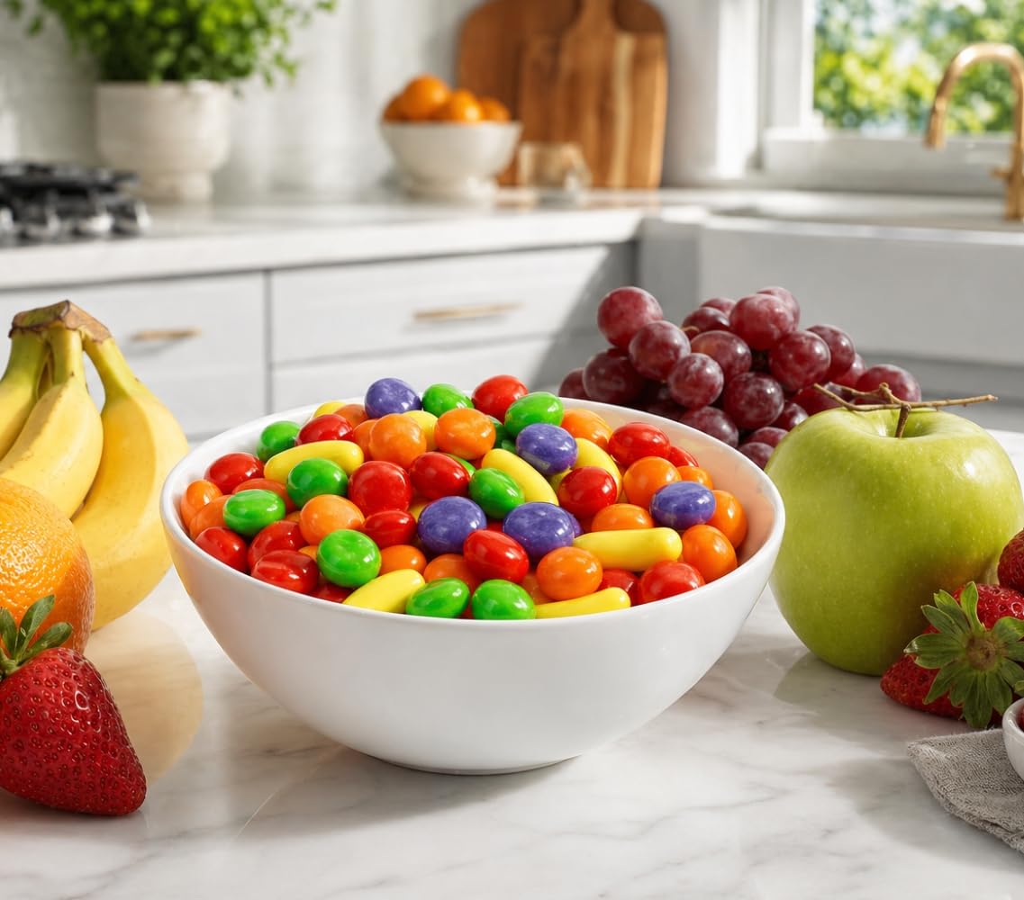 Fresh Assorted Orange Banana Strawberry Grape Green Apple Sweet Hard Crunchy Candy - 1.5 lbs Bulk Bag of Retro Sweets