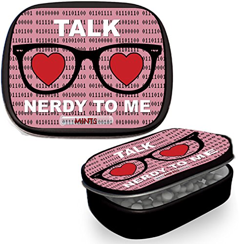 Talk Nerdy To Me Mints - Binary I Love You nerd design mint tin - Novelty candy for nerds - Chocolate breath mints, sugar-free