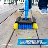 Unger Professional Lock-On Wood & Composite Deck Brush, Scrub for Outdoor Decks with Durable Dual-Bristle, Swivel Deck Cleaning Brush for Home