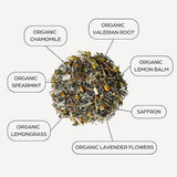 Tahmina Saffron Sleep Caffeine Free Tea: Soothing Chamomile and Lavender with Saffron, 12 Biodegradable Pyramid Tea Bags, Makes 36 Cups of Tea (1