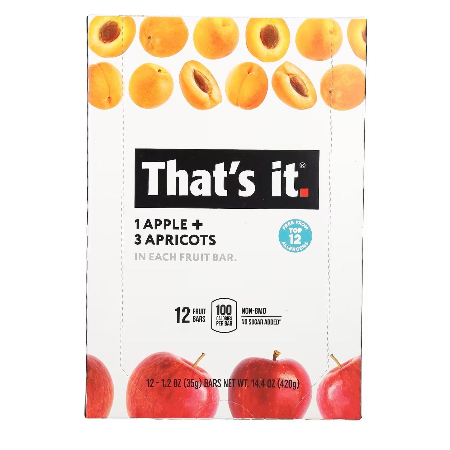 That's It Apple and Apricot Fruit Bar 1.2oz (Pack of 12) ( Value Bulk Multi-pack)48