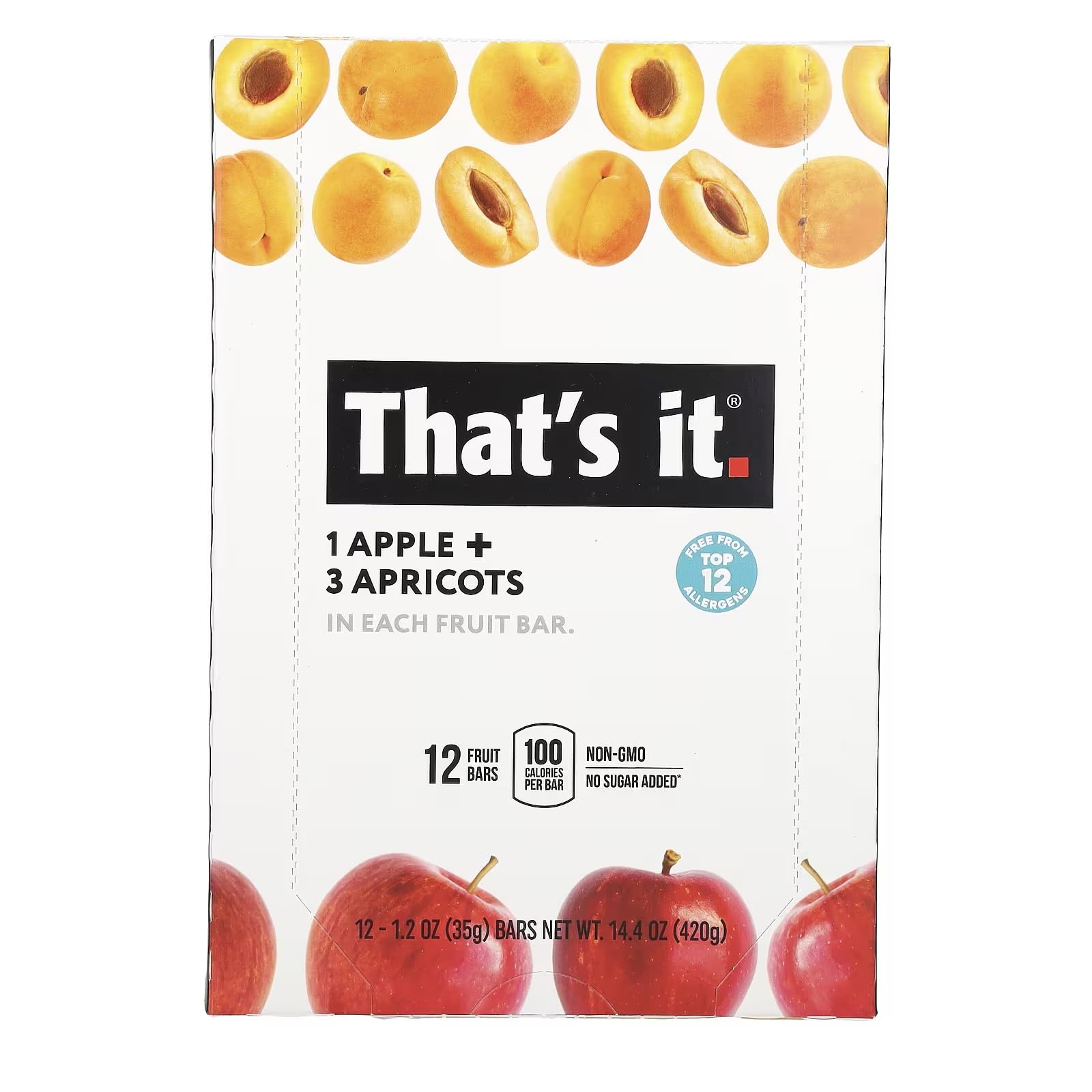 That's It Apple and Apricot Fruit Bar 1.2oz (Pack of 12) ( Value Bulk Multi-pack)48