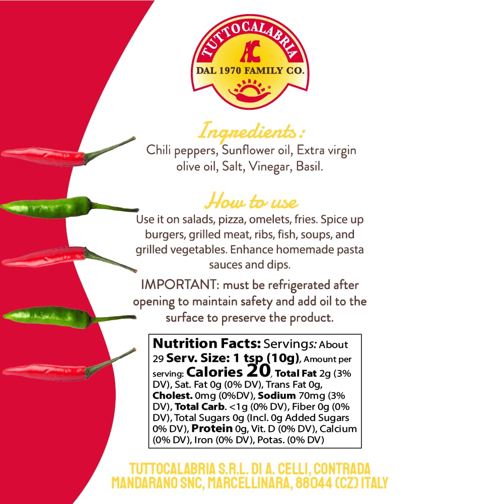 TUTTOCALABRIA Crushed Calabrian Chili Peppers, Spicy Condiment, 10 oz