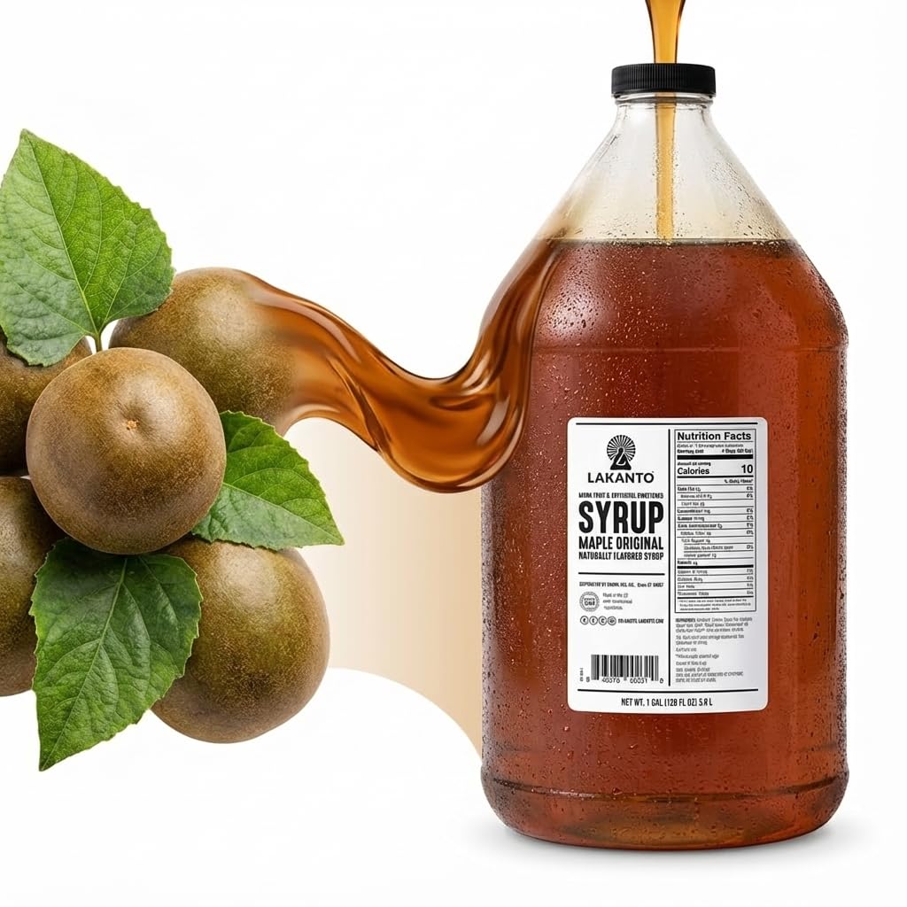 Lakanto Sugar Free Maple Flavored Syrup Sweetener with Monk Fruit and Erythritol, 128 fl oz