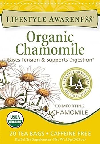 Lifestyle Awareness Organic Chamomile Tea, Caffeine Free, 20 Tea Bags, Pack of 6