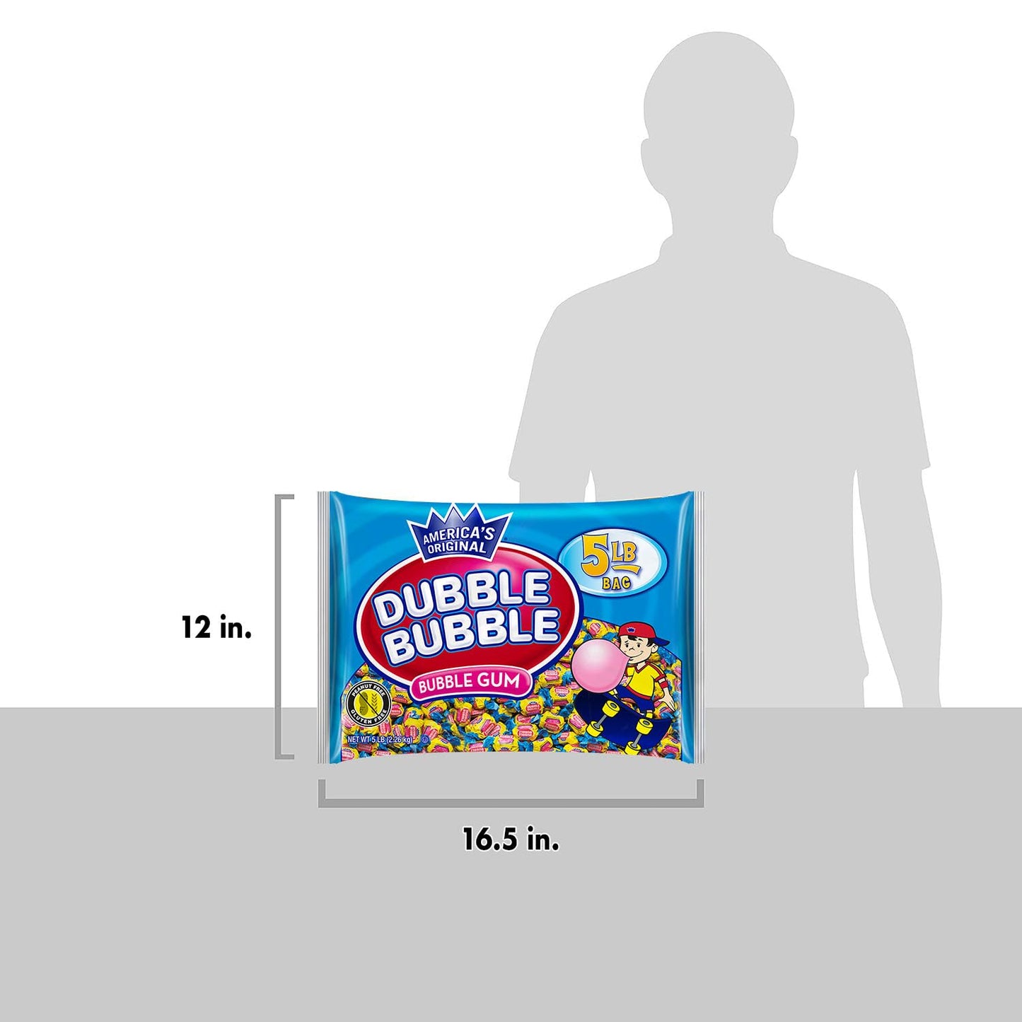 Dubble Bubble Original Twist Bubble Gum - Individually Wrapped Candy - Gluten Free, Kosher & Peanut Free - 5 Pound Bag