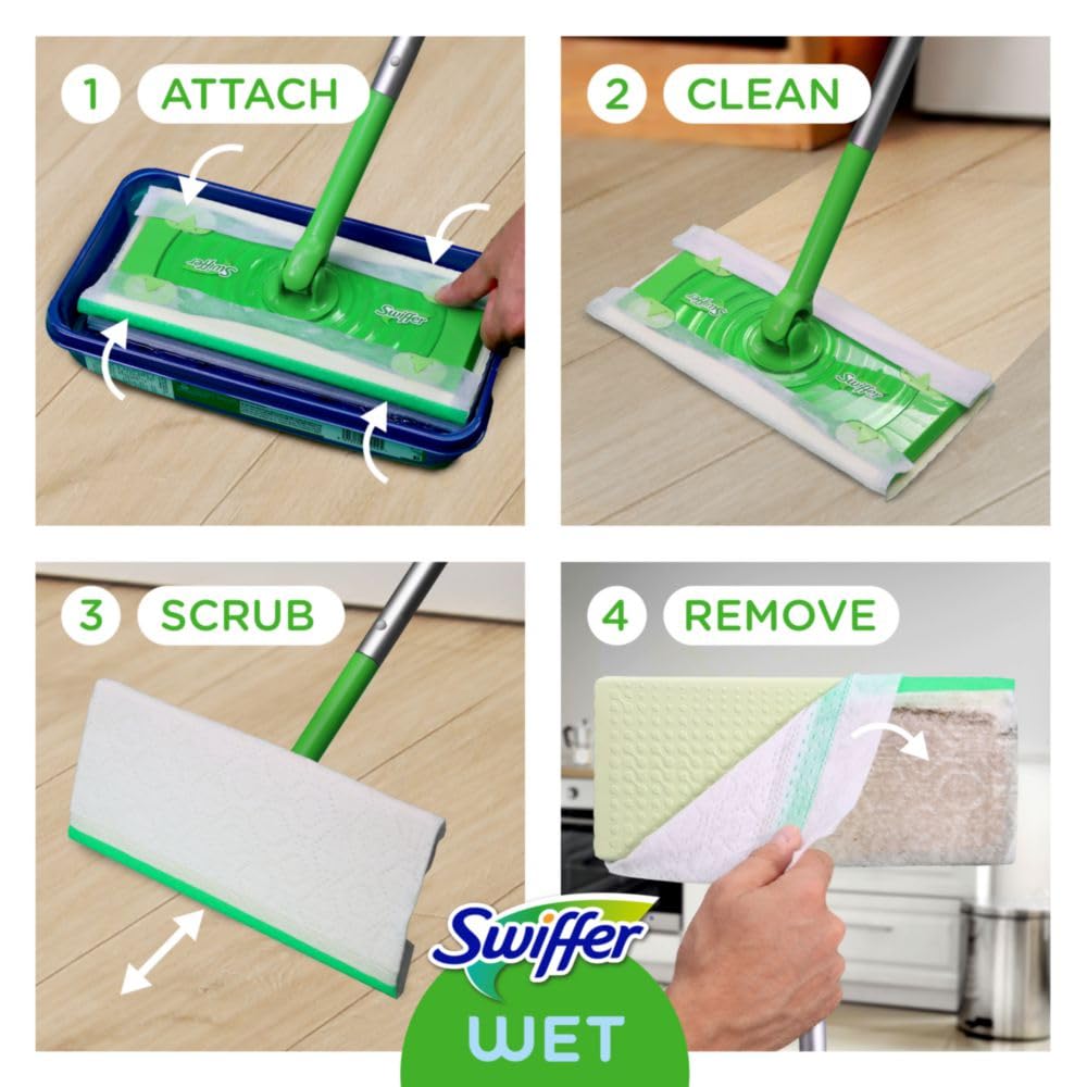 Sweeper 2 in 1 Dry + Wet Floor Cleaning and Sweeping Kit, Multi Surface Floor Cleaning Kit, Kit Includes 1 Sweeper, 7 Dry Sweeping Cloth, 3 Wet Mop