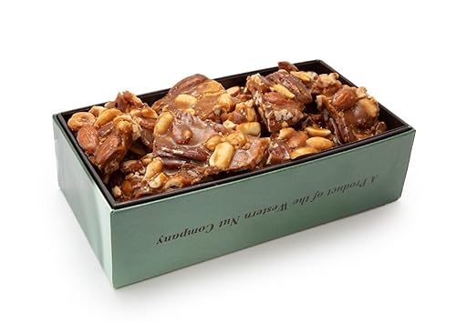 Western Nut Company Brittle Gift Box Collections, 16oz/24oz Gift Box Edition, Gift Wrapped in Seasonal Paper, Gourmet Nut Candy Assortment, Peanut