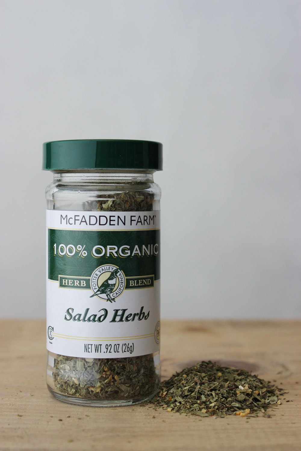 McFadden Farm Organic Salad Herbs, Seasoning Blend, Grown and packed in the U.S.A., 0.92 oz. in glass jar