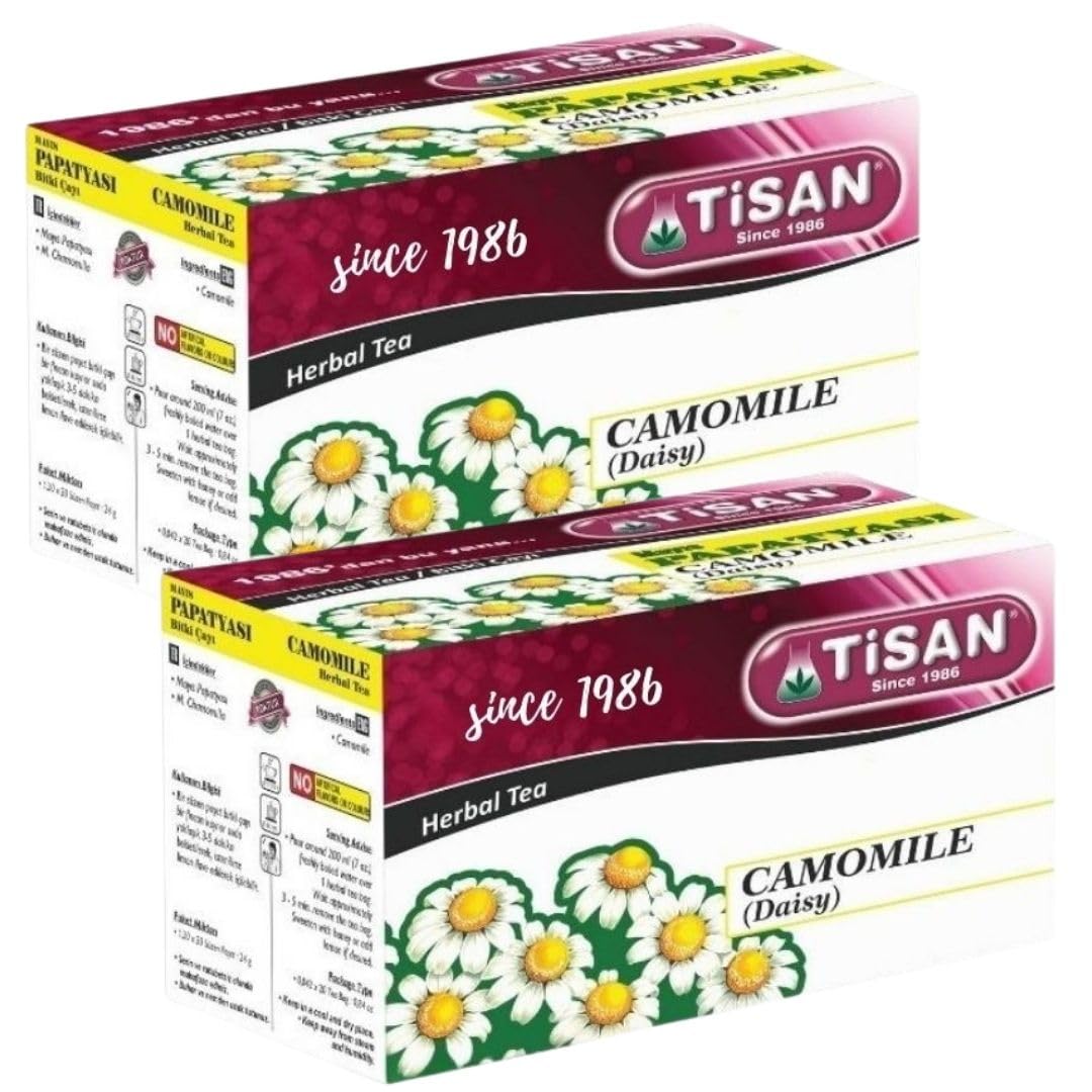 Tisan Chamomile (Daisy) Tea - 40 Individually Wrapped Tea Bags | Pure Aromatic Chamomile Flowers | Naturally Caffeine Free Floral Infusion | Soft