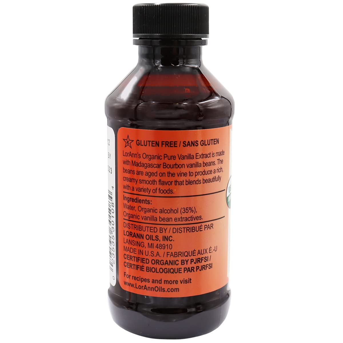 LorAnn Organic Madagascar Vanilla Extract 4 ounce bottle