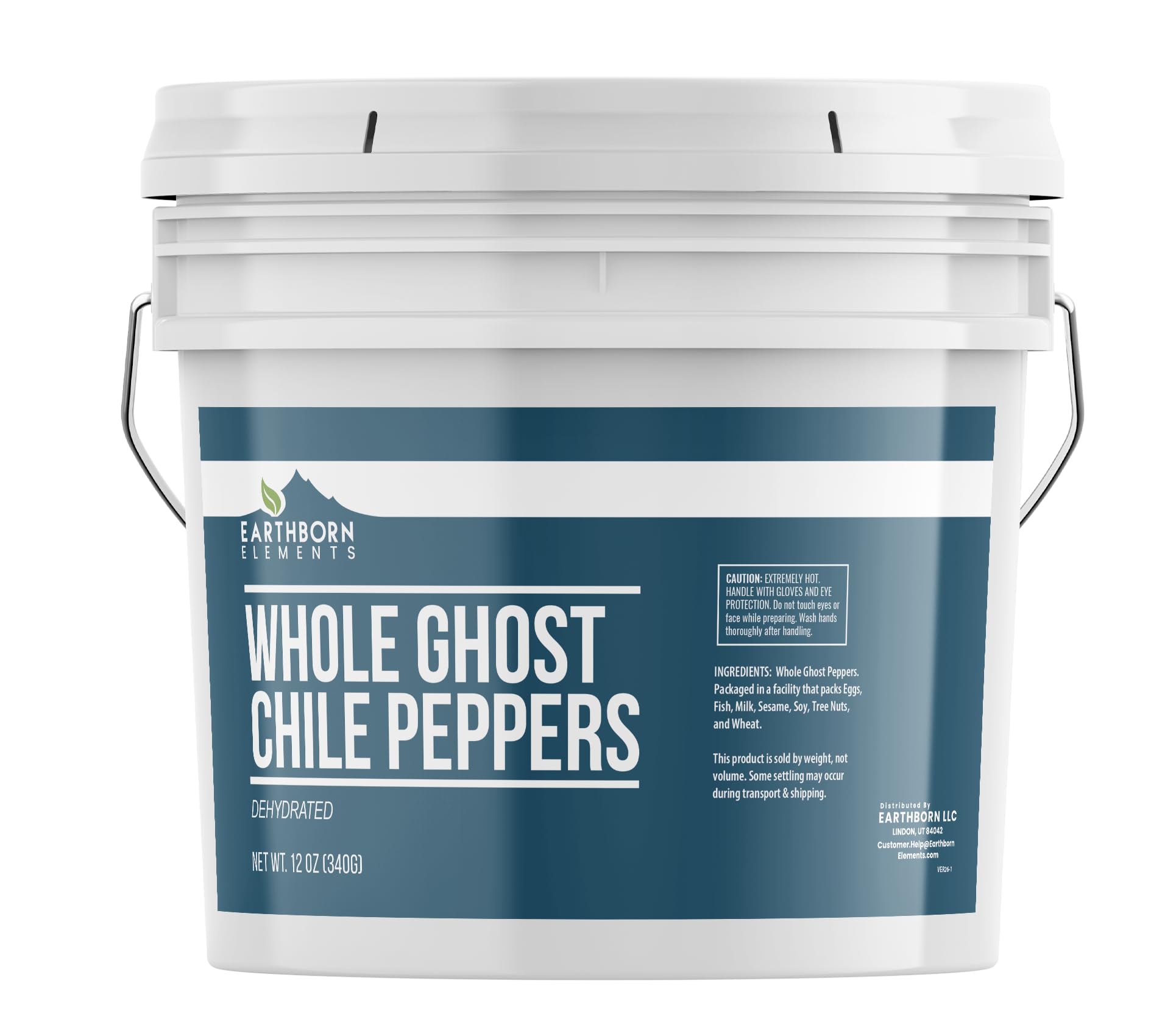 Earthborn Elements Whole Ghost Chile Peppers 1 Gallon Bucket, Extremely Hot, Dried Bhut Jolokia Peppers