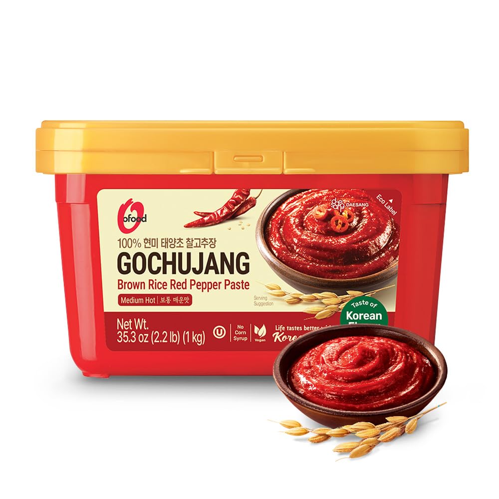 O’Food Gochujang - Korean Red Chili Paste [Medium | 2.2 lb (1kg) ] Spicy & Sweet Savory Fermented Sauce | Gluten-Free | No Corn Syrup | Great