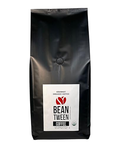 Beantween Coffee: Premium Organic DARK ROAST Whole Bean (5 lb) of 100% Arabica Coffee - Low Acid, MOLD-FREE, Certified Organic, Kosher, Single Origin