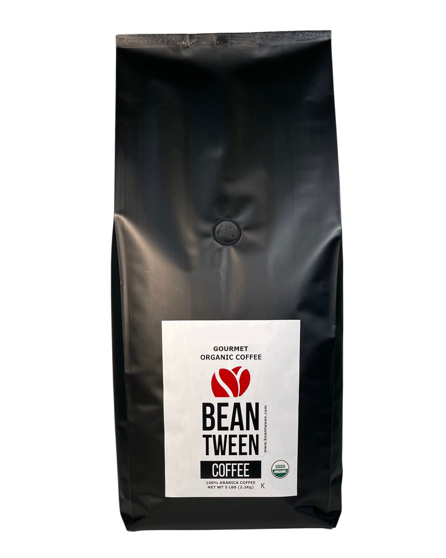Beantween Coffee: Premium Organic DARK ROAST Whole Bean (5 lb) of 100% Arabica Coffee - Low Acid, MOLD-FREE, Certified Organic, Kosher, Single Origin