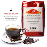 Jumpy Monkey® Coffee Cinnamon Sticky Bun Flavored Blend - Medium Roast, 100% Arabica, Whole Bean Coffee, 12 Ounce Bag