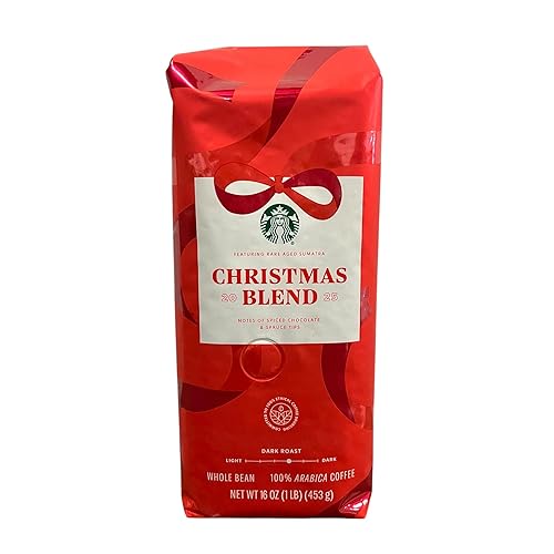 Starbucks Christmas Blend Whole Bean Coffee 16oz, Dark Roast 100% Arabica, Rich Spiced Chocolate & Spruce Notes, Limited Holiday Edition, Bold