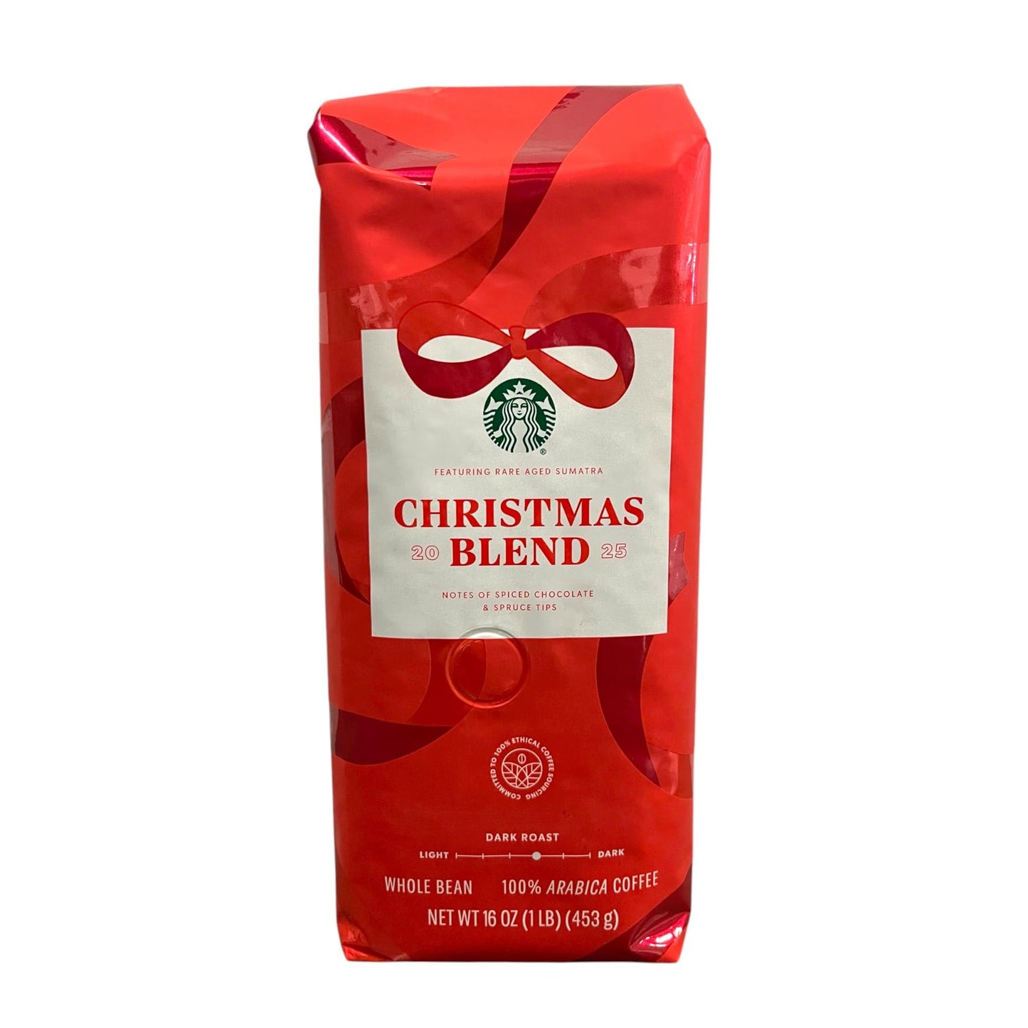 Starbucks Christmas Blend Whole Bean Coffee 16oz, Dark Roast 100% Arabica, Rich Spiced Chocolate & Spruce Notes, Limited Holiday Edition, Bold