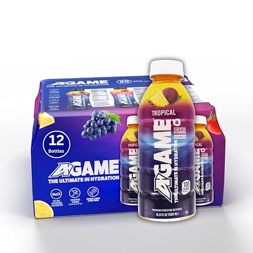 A-GAME Sports Drink, Tropical, The Ultimate Hydration Sports Beverage for Athletes, 8 Essential Vitamins including B, C, & E plus Natural Sea Salt