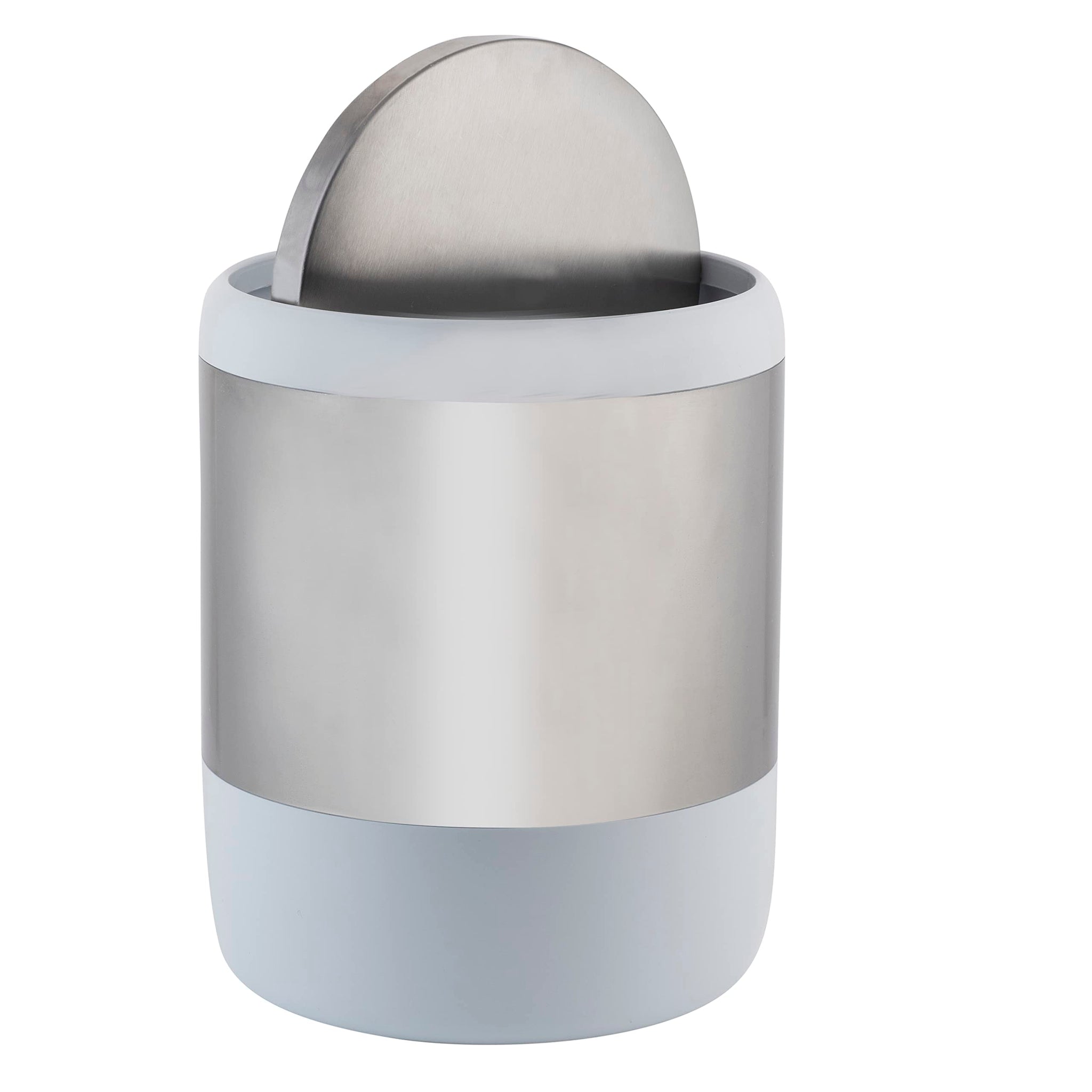 Bath Bliss Smooth Matte Stainless Waste Bin and Toilet Brush | Dimensions: 7.9" x 7.9" x 9.8"- Wastebasket | Dimensions: 4.7"x 4.7"x 16.5"- Toilet