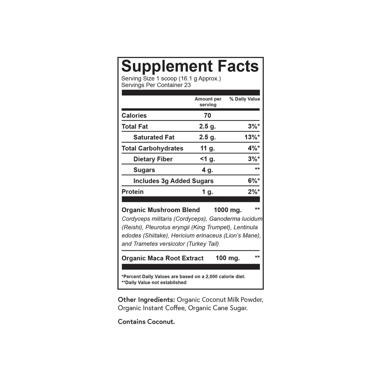 Fabula Instant Mushroom Coffee with Cordyceps, Reishi King Trumpet, Shiitake, Lion’s Mane, Turkey Tail, Organic Arabica Blend - Low Acid, Mold Free