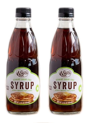 Cracker Barrel Vermont Maple Syrup 12 Oz! Sugar Free Maple Flavored Syrup! Made Of Pure Maple Syrup! Low Calorie And Fat Free! Delicious And Healthy