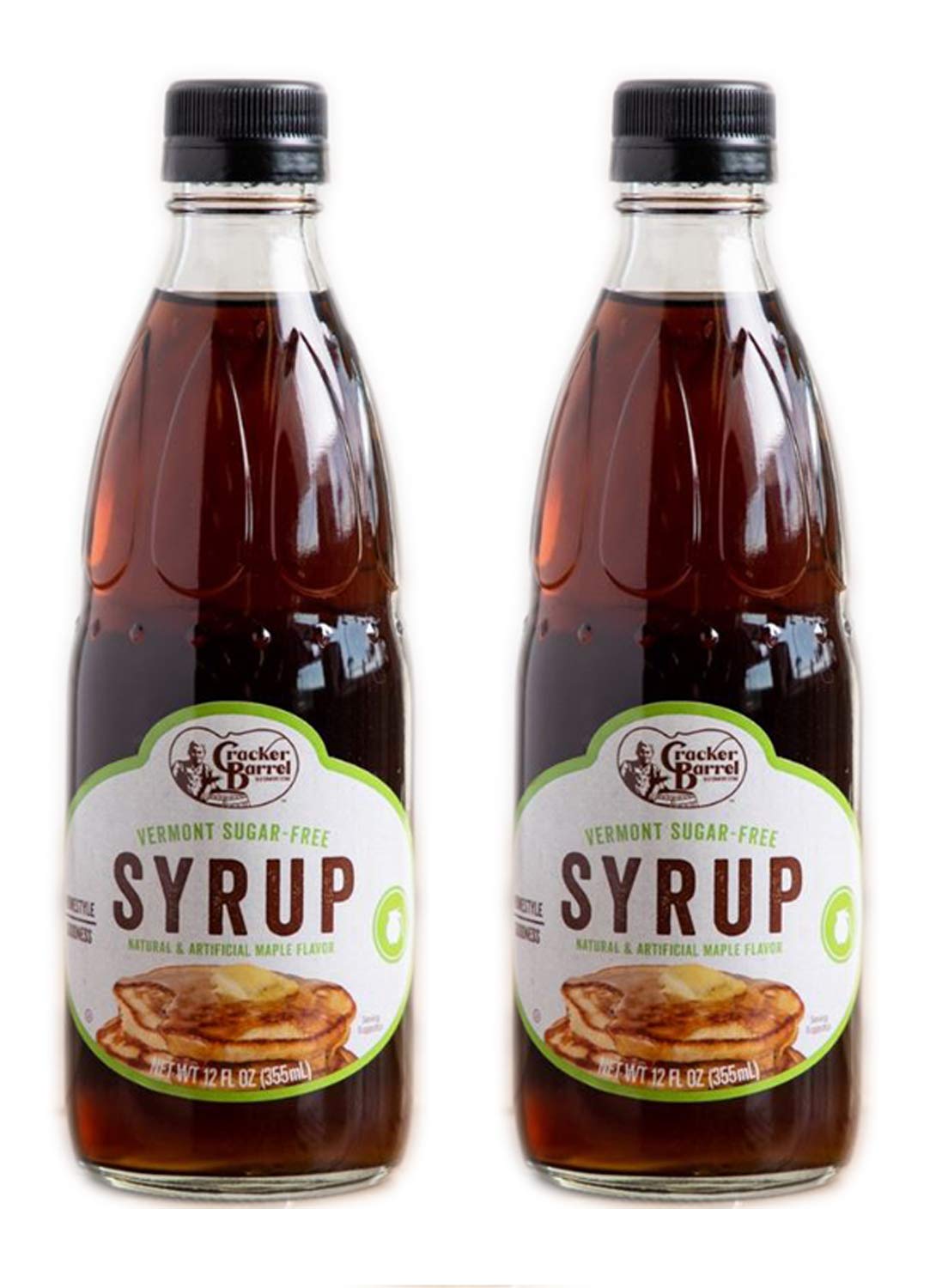 Cracker Barrel Vermont Maple Syrup 12 Oz! Sugar Free Maple Flavored Syrup! Made Of Pure Maple Syrup! Low Calorie And Fat Free! Delicious And Healthy