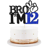 LVEUD 12th Birthday Cake Topper - 'Bro I'm 12' - Officially Teenager - Boy's 12th Birthday Cake Decorations - 12 Years Old - Big Brother Party