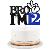 LVEUD 12th Birthday Cake Topper - 'Bro I'm 12' - Officially Teenager - Boy's 12th Birthday Cake Decorations - 12 Years Old - Big Brother Party