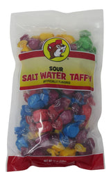 Buc-ees Assorted Gourmet Sour Salt Water Taffy in a Resealable Bag, One 12 Ounce Bag
