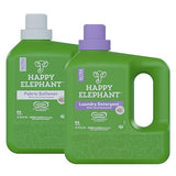 Happy Elephant Liquid Laundry Bundle, White Tea & Fig Scent, Natural Laundry Detergent & Fabric Softener, Plant Based, Stain Remover & Fabric