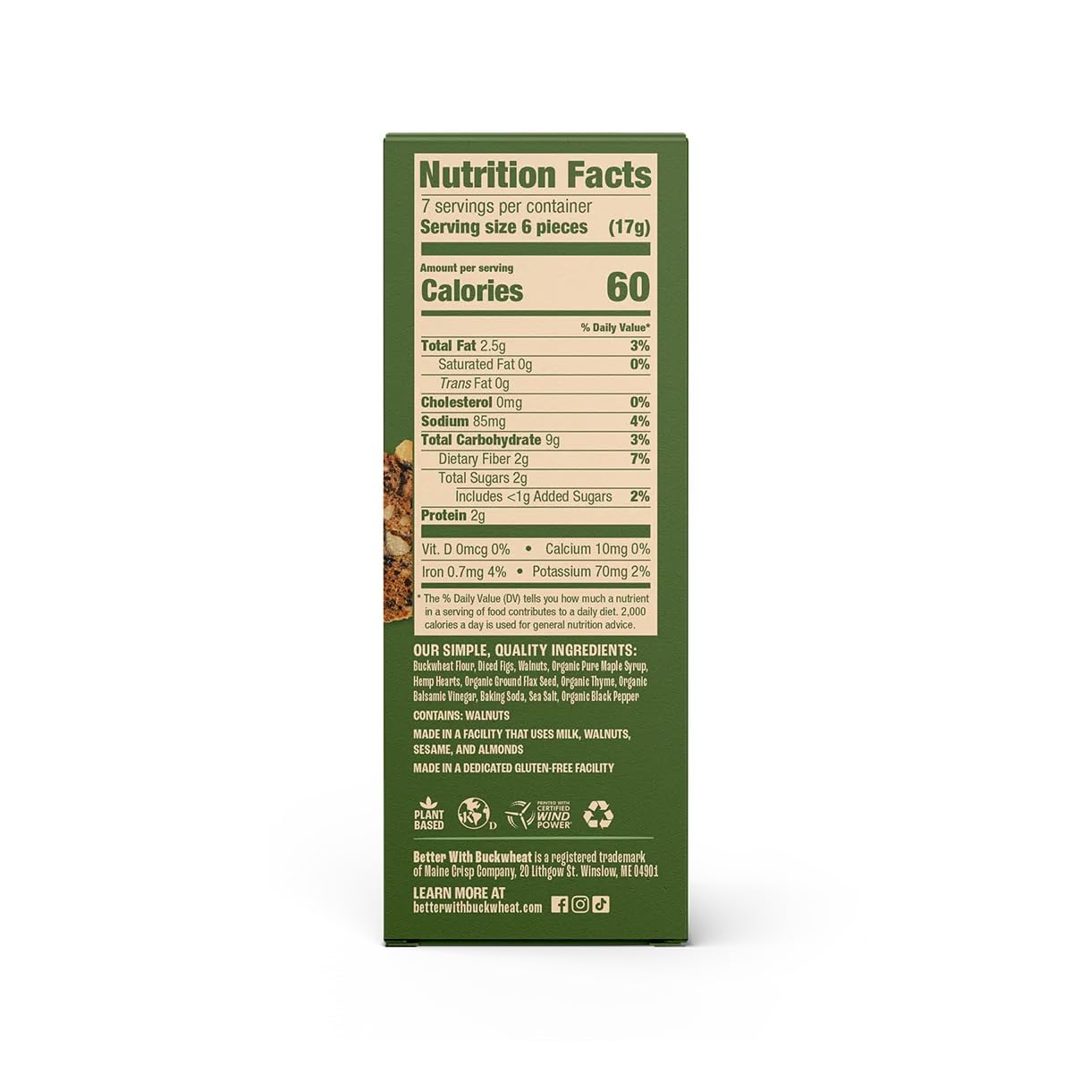 Maine Crisp Savory Fig & Thyme Crisps - Vegan Gluten Free Crackers - Snack Crackers, Grain Free, Dairy Free, Non-GMO - Sweet & Savory Flavor - 4oz