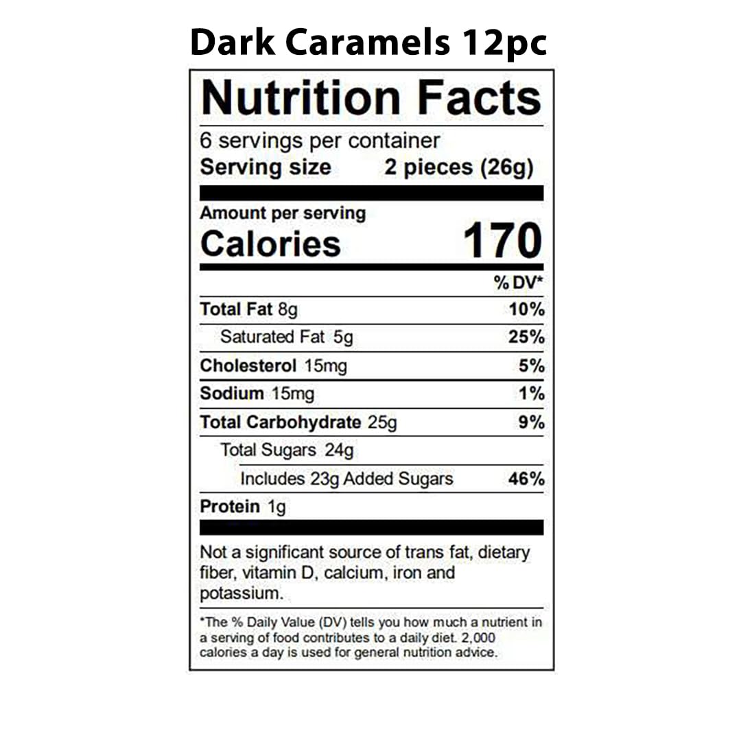 Vermont Nut Free Chocolates Boxed Chocolate Caramels (Dark Chocolate) 12-Piece, Nut-Free, Egg-Free, Kosher