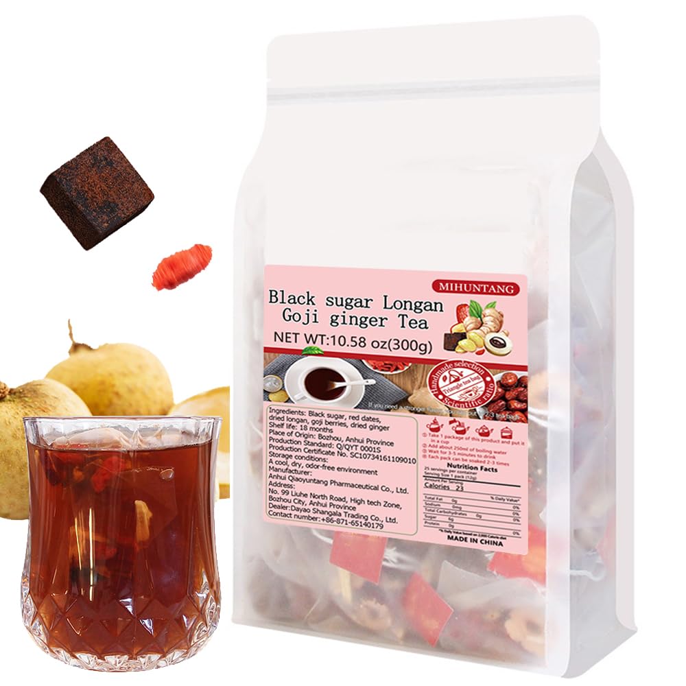 Black sugar Longan Goji ginger Tea 10.58 oz Sweet flower and fruit tea (12g×25packets) ????????300g
