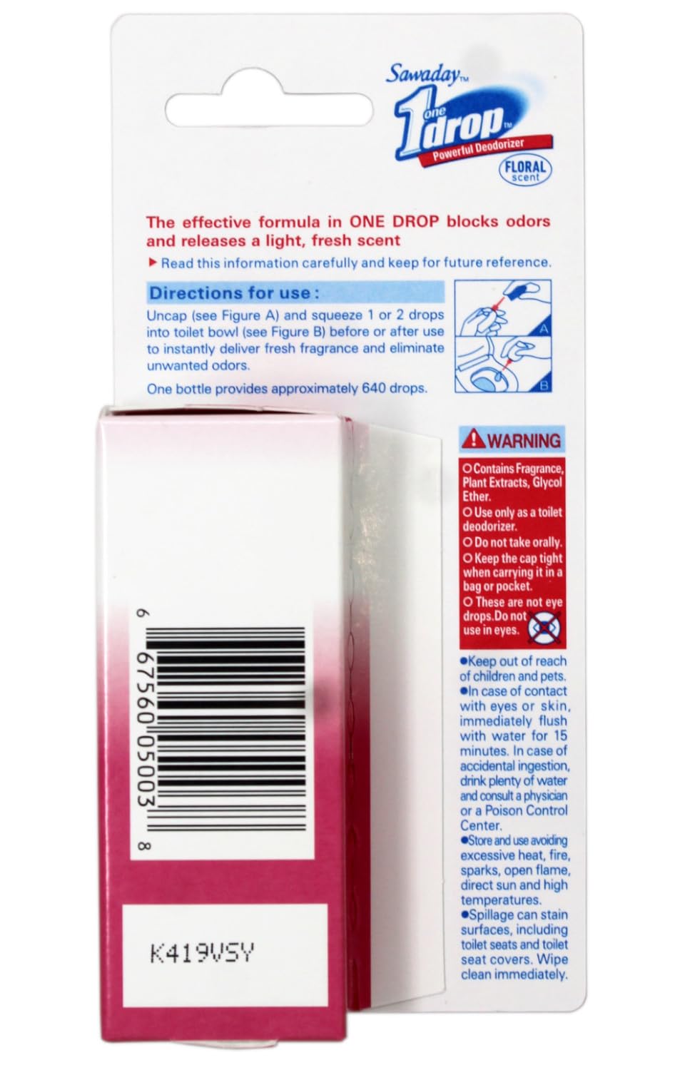One-Drop Powerful Deodorizer, Floral Scent 0.67 Ounce 6 Pack