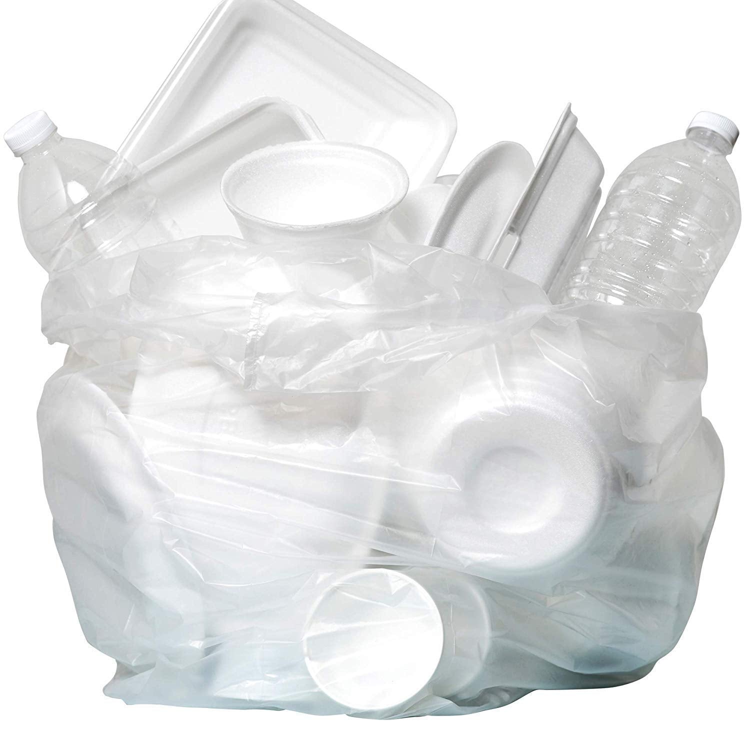 Aluf Plastics SCR-404816C 45 Gallon Clear Trash Bags (250 Count) - 39' x 46' - 16 Micron Equivalent High Density Value Garbage Bags Can Liners